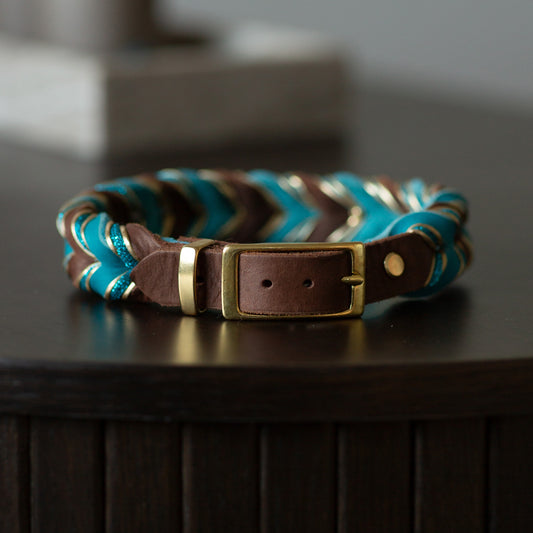 Fast halsband - Nougat & Turkos
