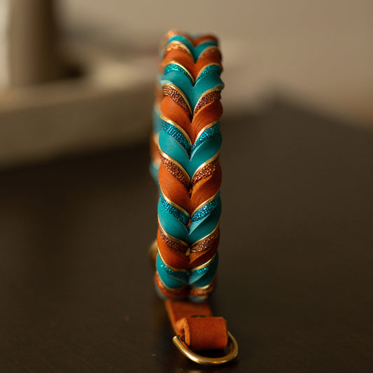Halvstryp - Whisky & Turkos (38+8 cm)