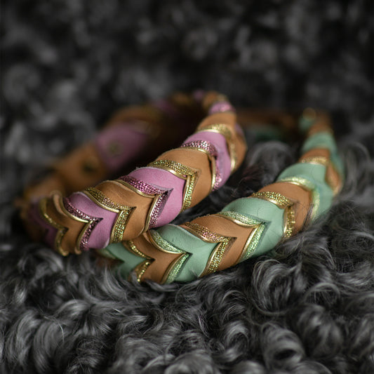 Halvstryp - Beige & Mint