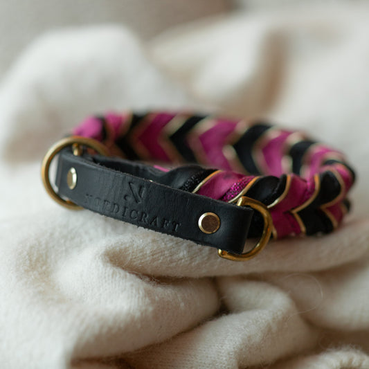 Halvstryp - Svart & Starkrosa 37+9cm