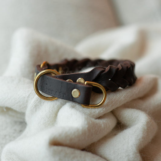 Halvstryp - Brun med mässing 30+9cm