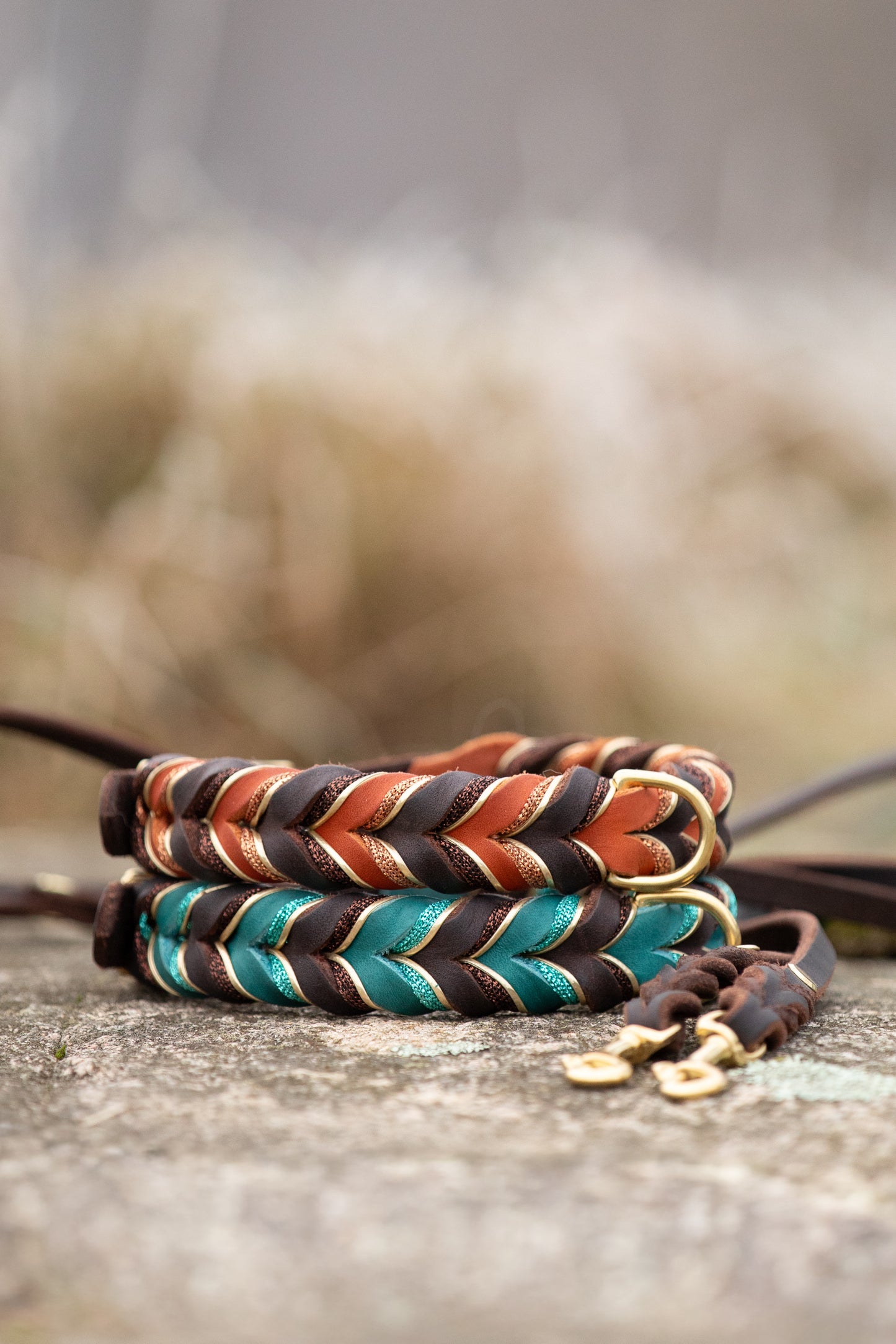 Fast halsband - Brunt & Petrol 30cm