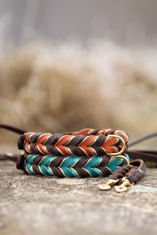 Fast halsband - Brunt & Petrol 30cm