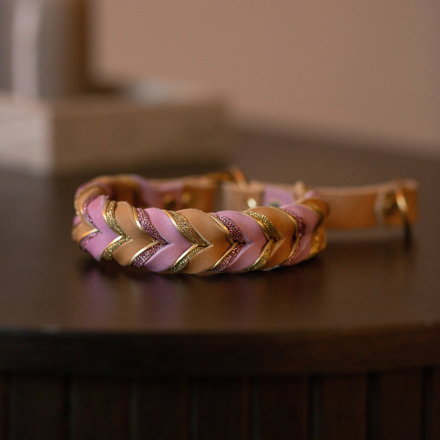 Halvstryp Beige & Ljusrosa - 36cm