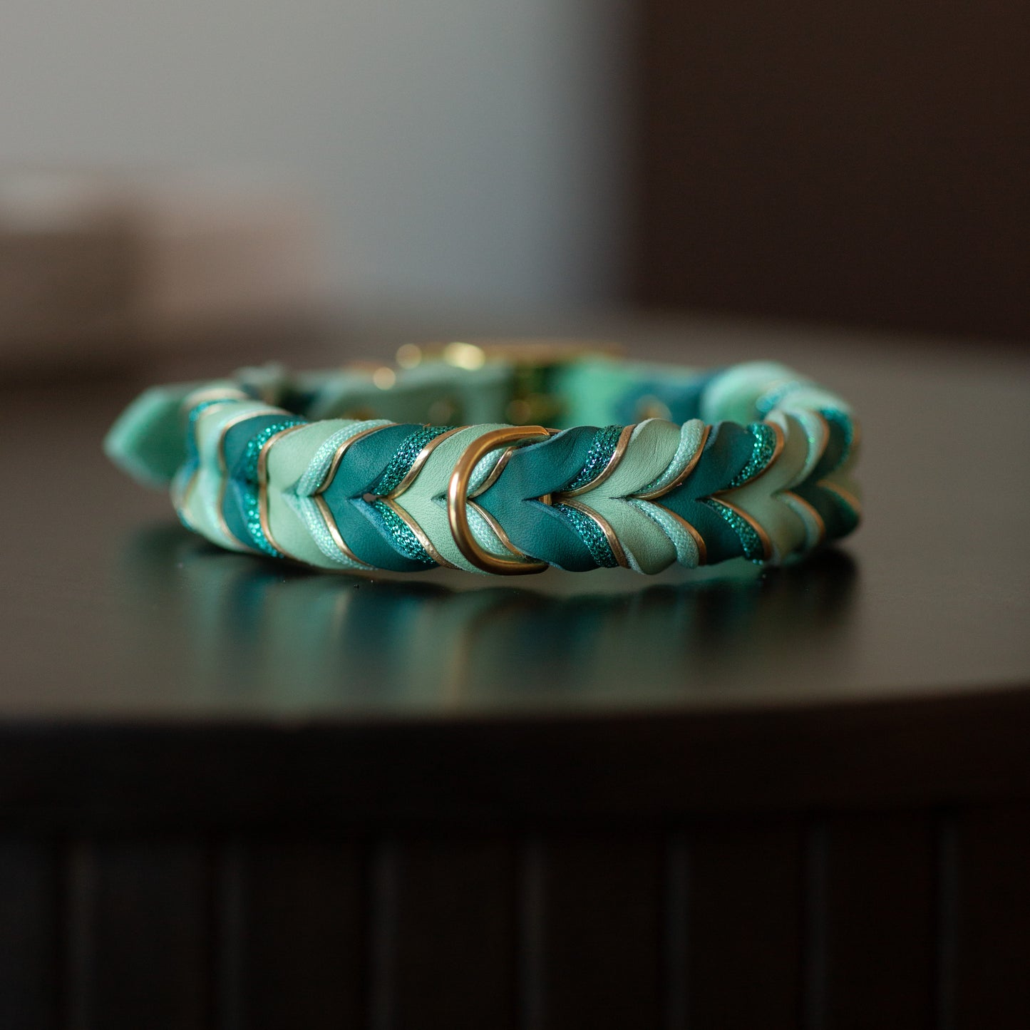 Fast halsband - Mint & Petrol (37+8 cm)
