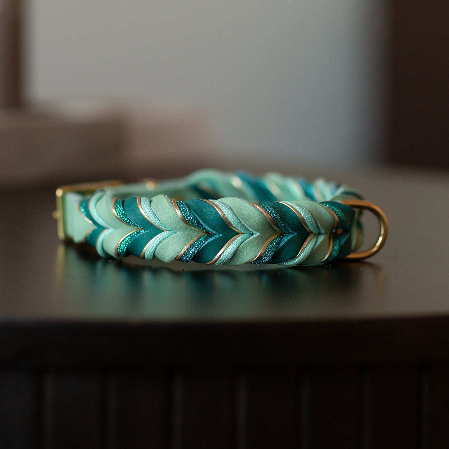 Fast halsband - Mint & Petrol (37+8 cm)