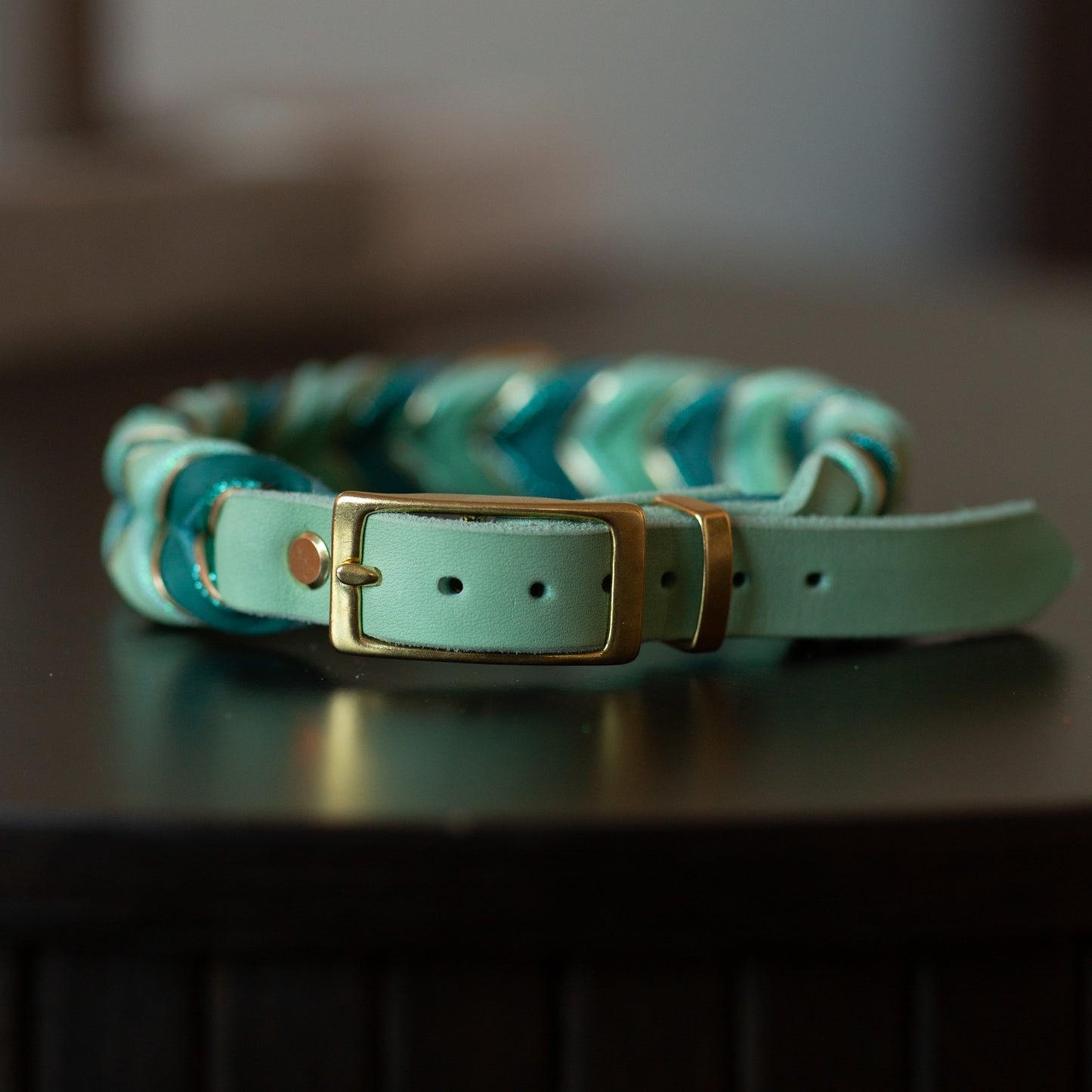 Fast halsband - Mint & Petrol (37+8 cm)