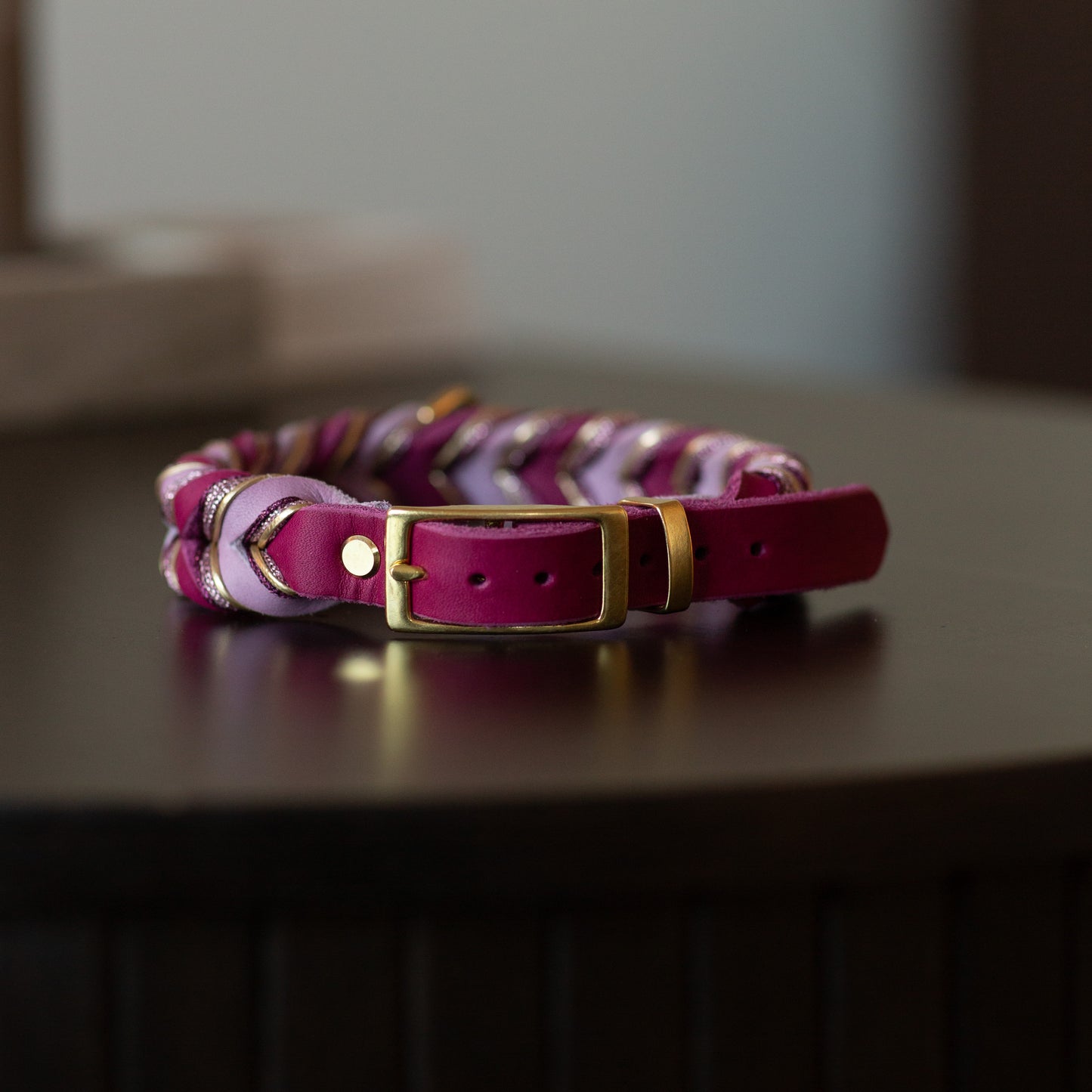 Fast halsband - Bär & fläder (35+8 cm)