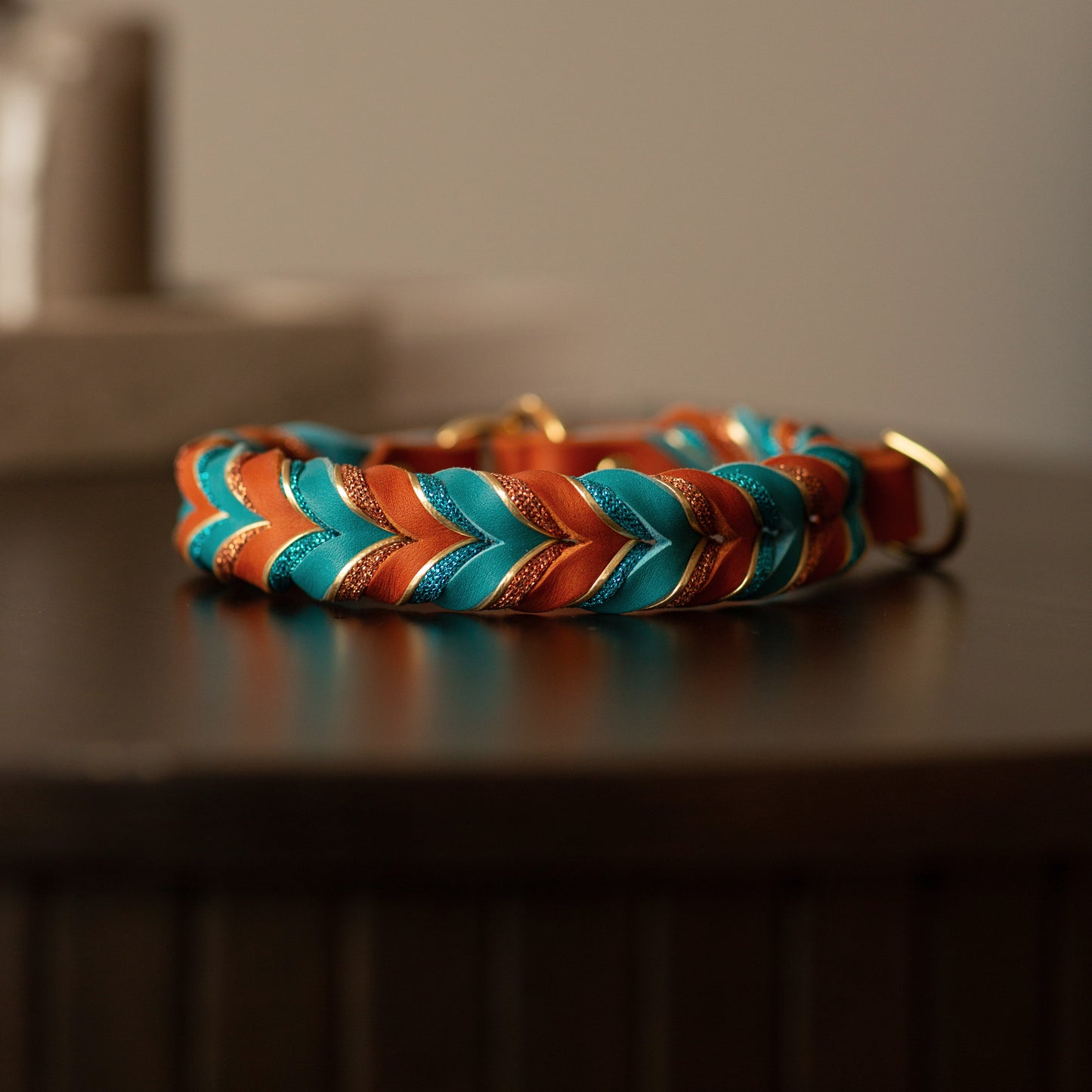 Halvstryp - Whisky & Turkos (38+8 cm)