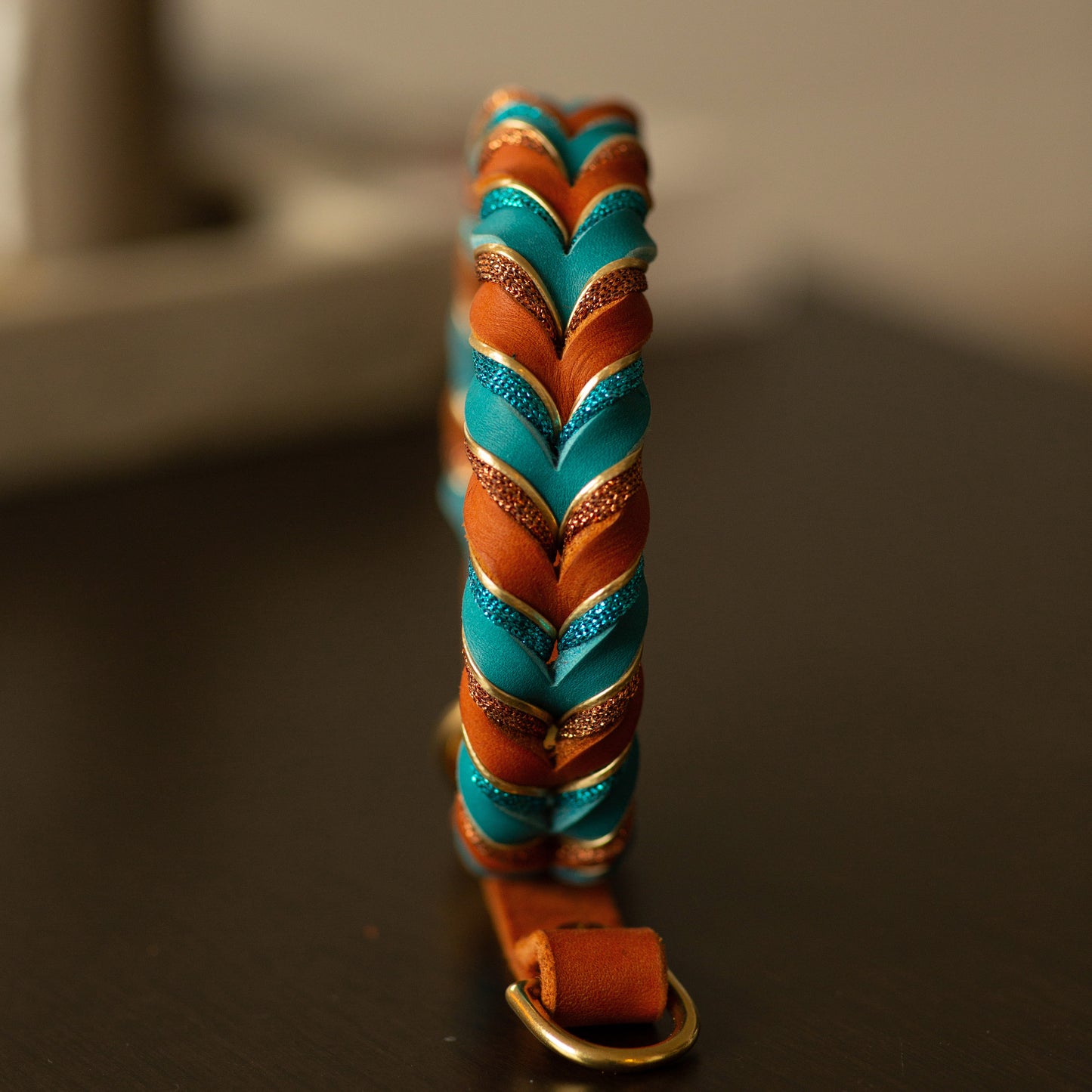 Halvstryp - Whisky & Turkos (38+8 cm)