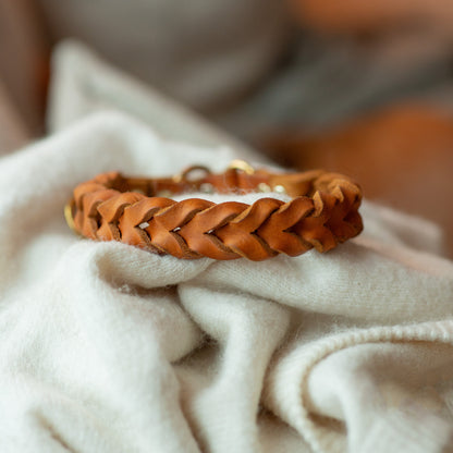 Halvstryp - Cognac & Mässing 34,5 + 8cm