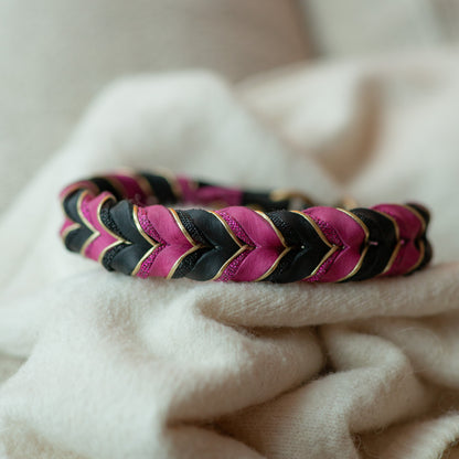 Halvstryp - Svart & Starkrosa 37+9cm