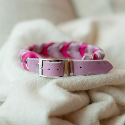 Fast halsband - Ljusrosa & Starkrosa 32+6cm
