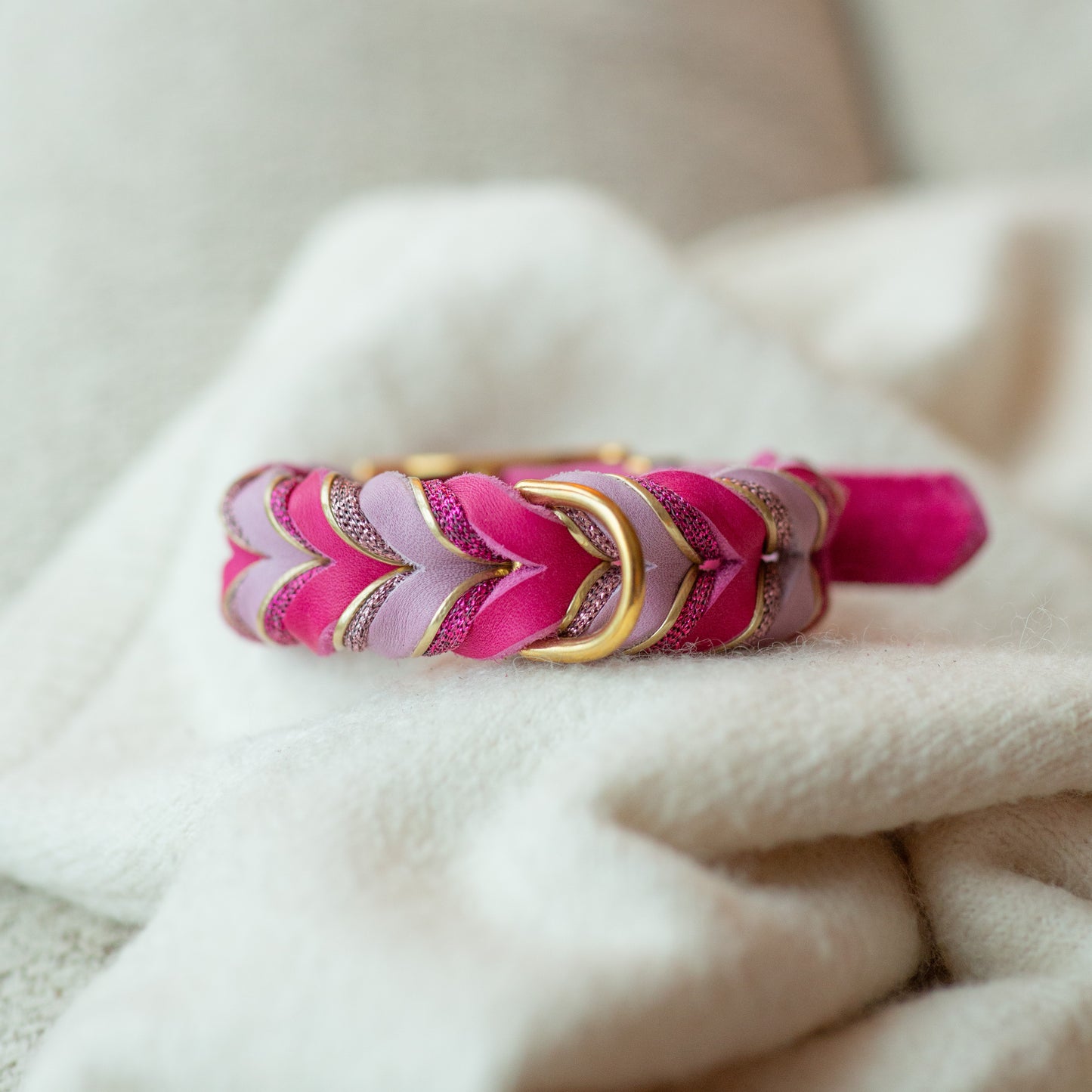 Fast halsband - Starkrosa & Ljusrosa 25+6cm