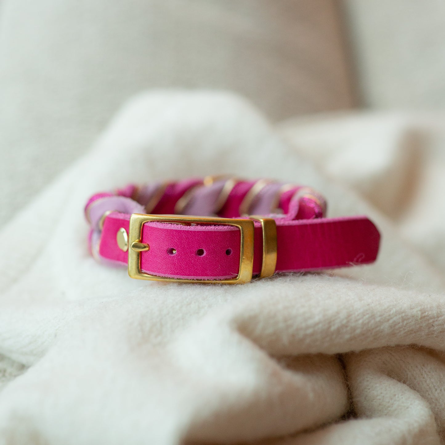 Fast halsband - Starkrosa & Ljusrosa 25+6cm